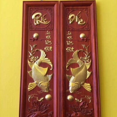 Mẫu Tranh Gỗ Lý Ngư Vọng Nguyệt SĐ-0412