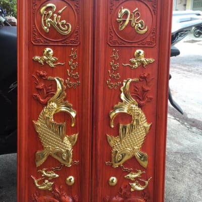 Mẫu Tranh Gỗ Lý Ngư Vọng Nguyệt SĐ-0411
